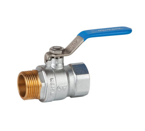 Ball valve M-F. Stainless steel handle manual control - blue